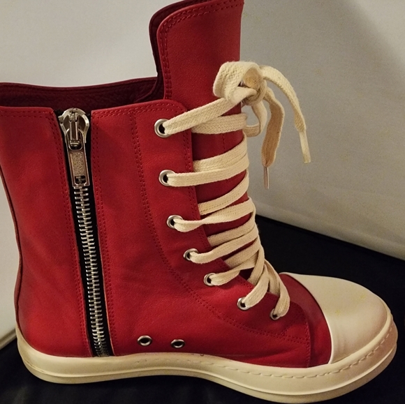 Rick Owens high-top sneakers in smooth calf leather size 10 - Picture 9 of 11